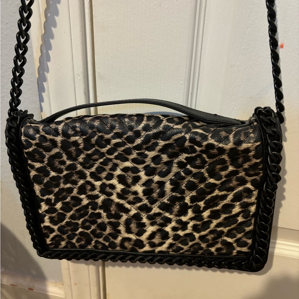 Aldo Black and Brown Leopard Print Crossbody Bag